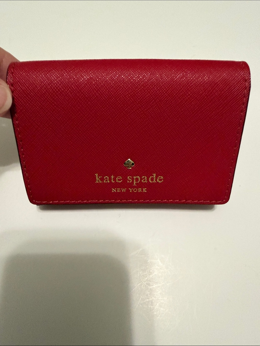 Kate spade snap flap card holder money wallet red cream